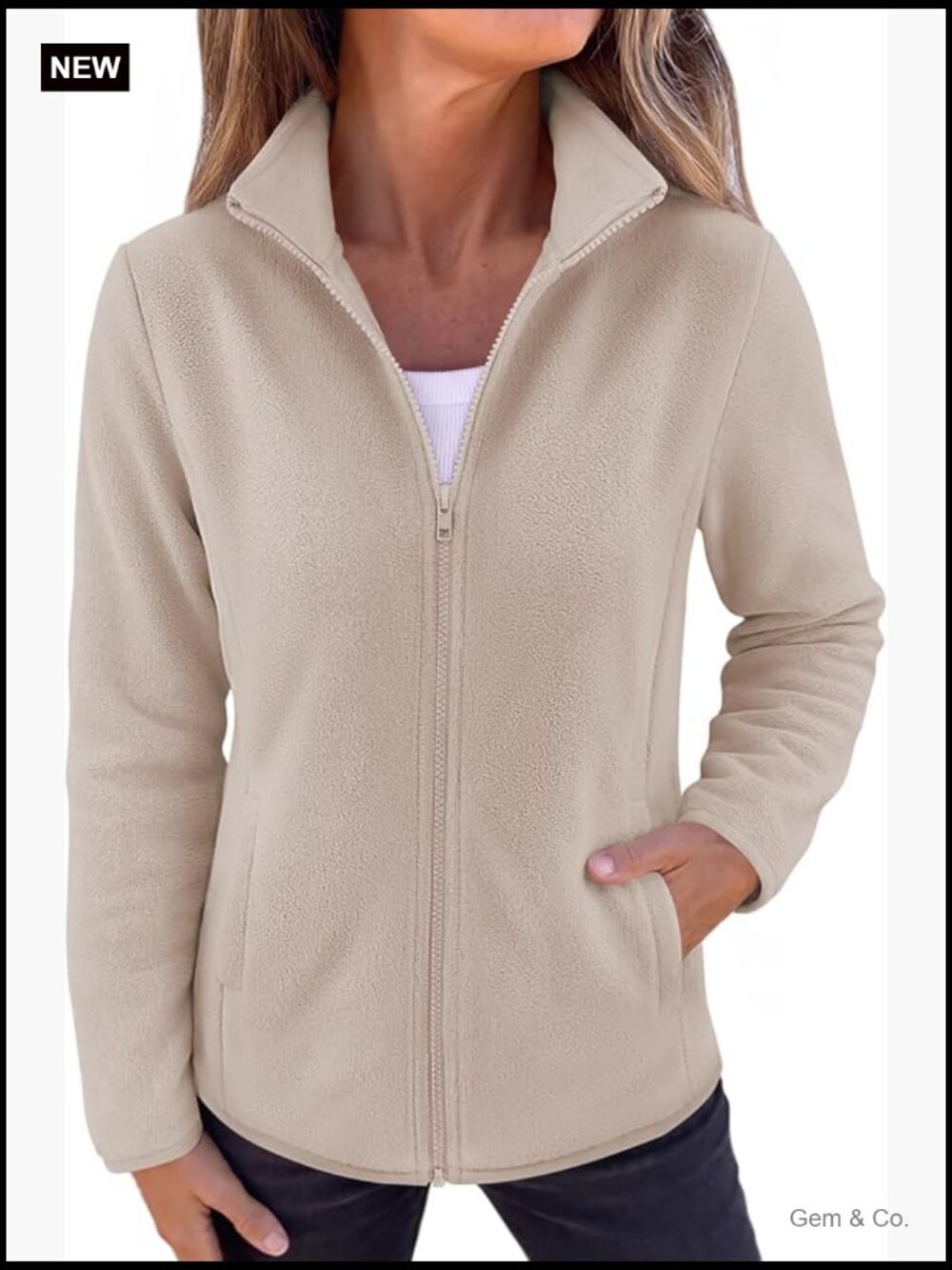 Lightweight Full Zip Fleece Jacket with Pockets Long Sleeve Warm Fall Outwear - Picture 1 of 7